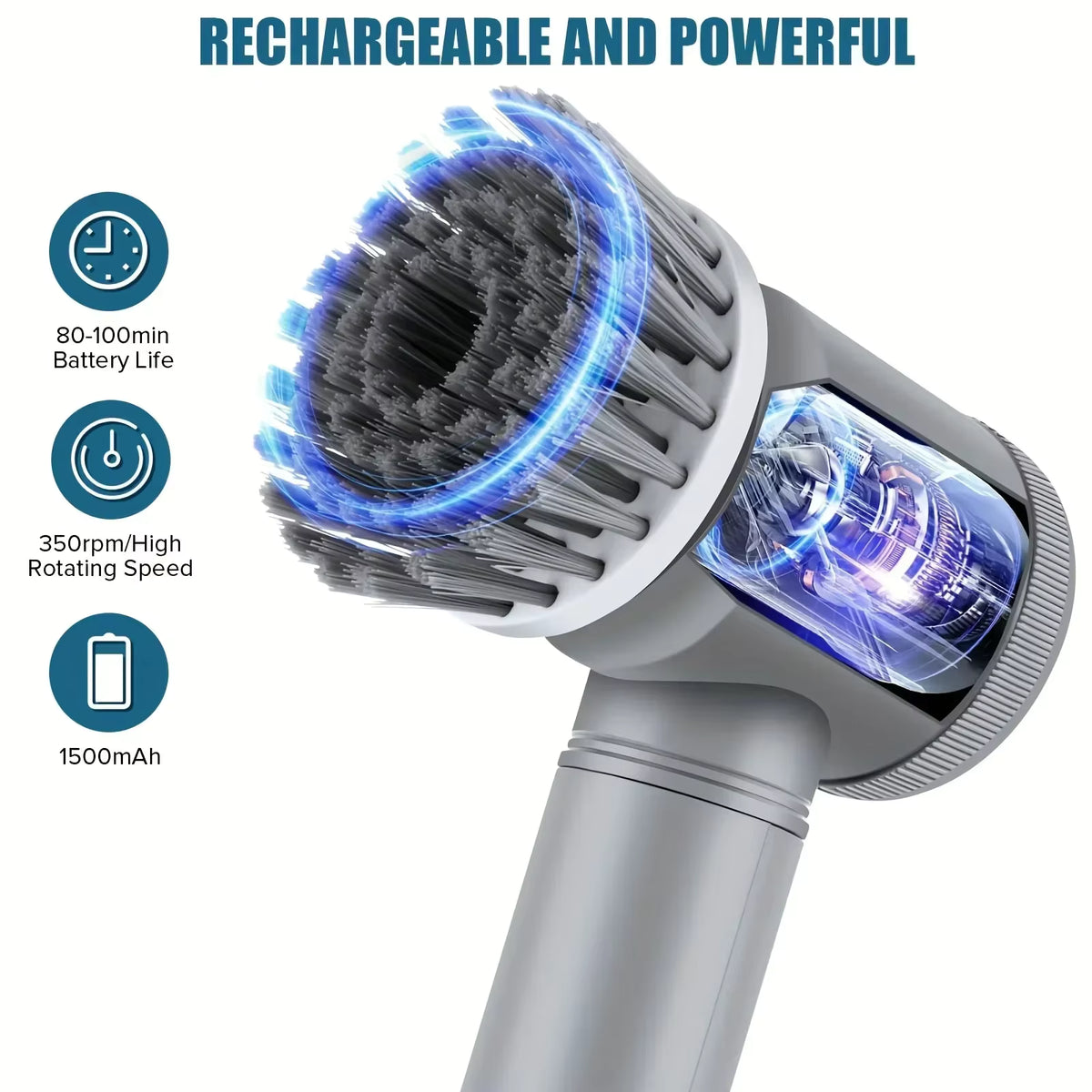Cepillo eléctrico de limpieza inalámbrico con 5 cabezales
